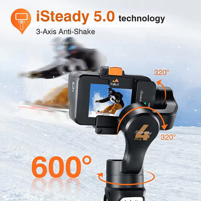 Hohem iSteady Pro 4 Gimbal for GoPro 13/12/11/10/9/8/7/6/5 DJI OSMO Insta360 One R Action Camera 3-Axis Handheld Stabilizer