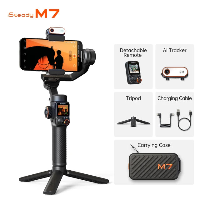 Marveloustoree Hohem official-website isteady М7 Stabilizer Ai Face Tracking 3-Axis Phone Gimbal Built-in Selfie Stick iPhone16/Samsung Gimbal