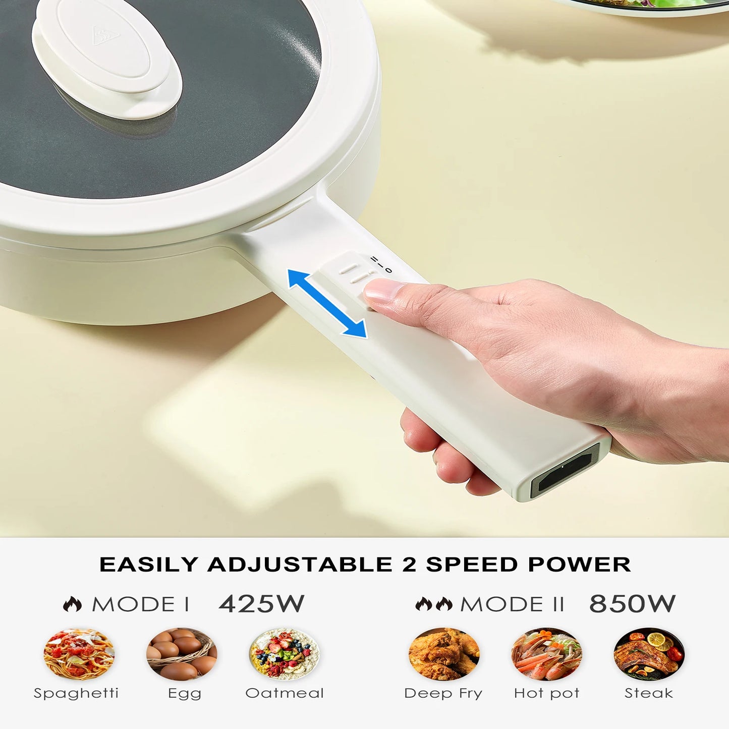 Hot Pot Electric With Steamer, 1.6L Ramen Cooker Non-Stick Sauté Pan for Steak, Egg, Fried Rice, Ramen, Oatmeal, Soup, Portable