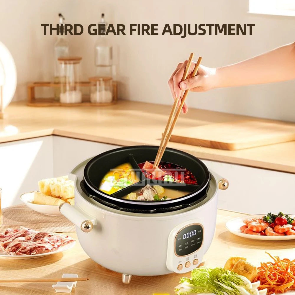 Household Electric Rice Cooker Multifunctional  Intelligence Pressure Cooker Three-compartment Hot Pot Non Stick Cooking Pot