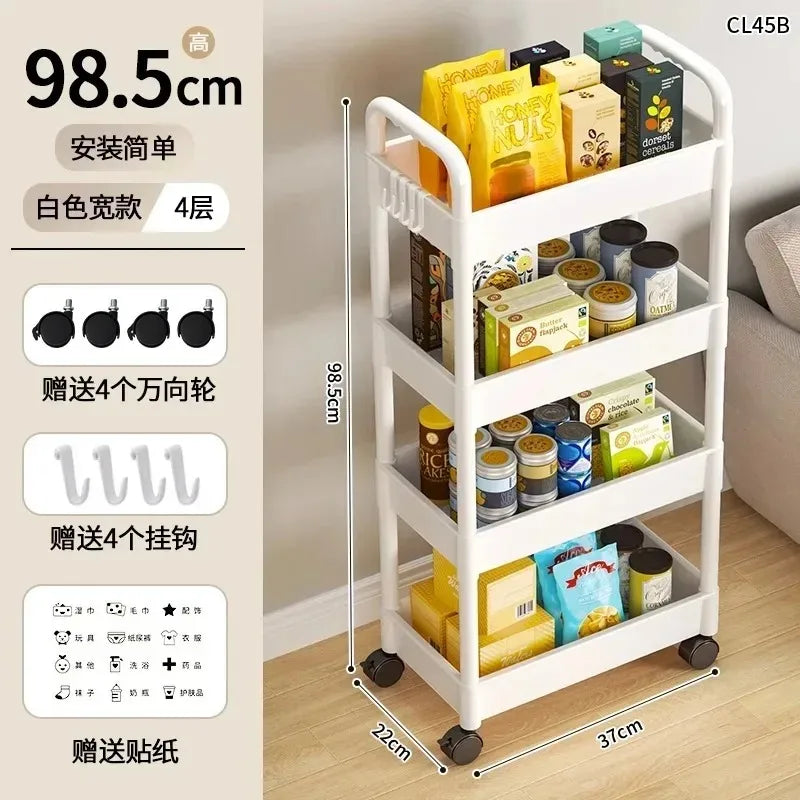 Marveloustoree Household Multi-layer Small Cart Storage Rack Floor To Floor Kitchen Bedroom Bathroom Storage Rack Storage Rack With Wheels