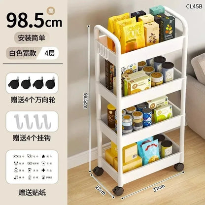 Marveloustoree Household Multi-layer Small Cart Storage Rack Floor To Floor Kitchen Bedroom Bathroom Storage Rack Storage Rack With Wheels