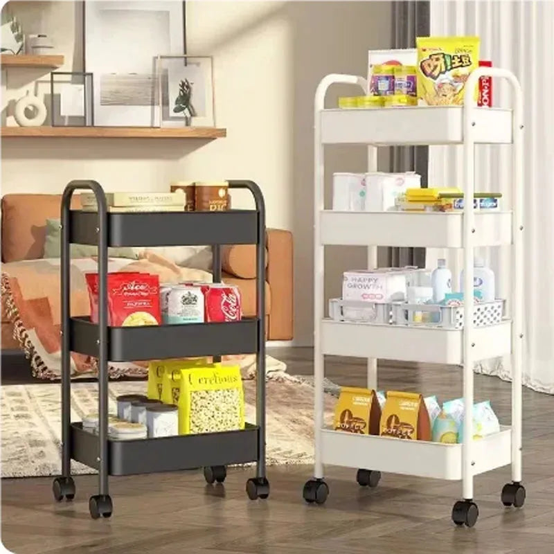 Marveloustoree Household Multi-layer Small Cart Storage Rack Floor To Floor Kitchen Bedroom Bathroom Storage Rack Storage Rack With Wheels