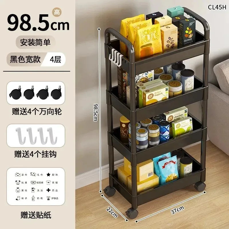 Marveloustoree Household Multi-layer Small Cart Storage Rack Floor To Floor Kitchen Bedroom Bathroom Storage Rack Storage Rack With Wheels