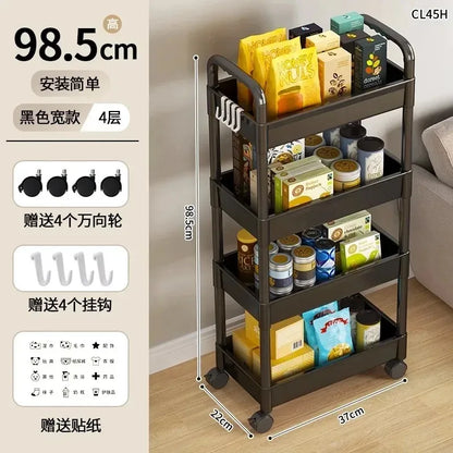 Marveloustoree Household Multi-layer Small Cart Storage Rack Floor To Floor Kitchen Bedroom Bathroom Storage Rack Storage Rack With Wheels