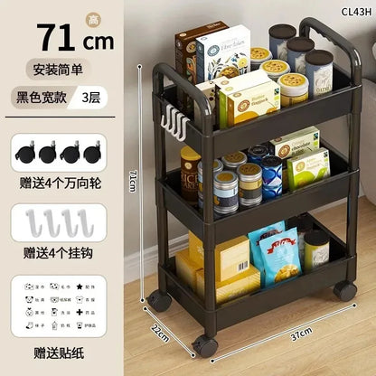 Marveloustoree Household Multi-layer Small Cart Storage Rack Floor To Floor Kitchen Bedroom Bathroom Storage Rack Storage Rack With Wheels