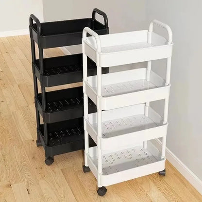 Marveloustoree Household Multi-layer Small Cart Storage Rack Floor To Floor Kitchen Bedroom Bathroom Storage Rack Storage Rack With Wheels