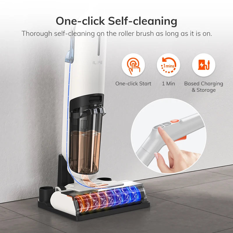 ILIFE W90 Cordless Wireless Wet Dry Cleaning Smart Washing Mop Robot,5500Pa Suction,1 Min Self Cleaning,Large Dual Water Tank