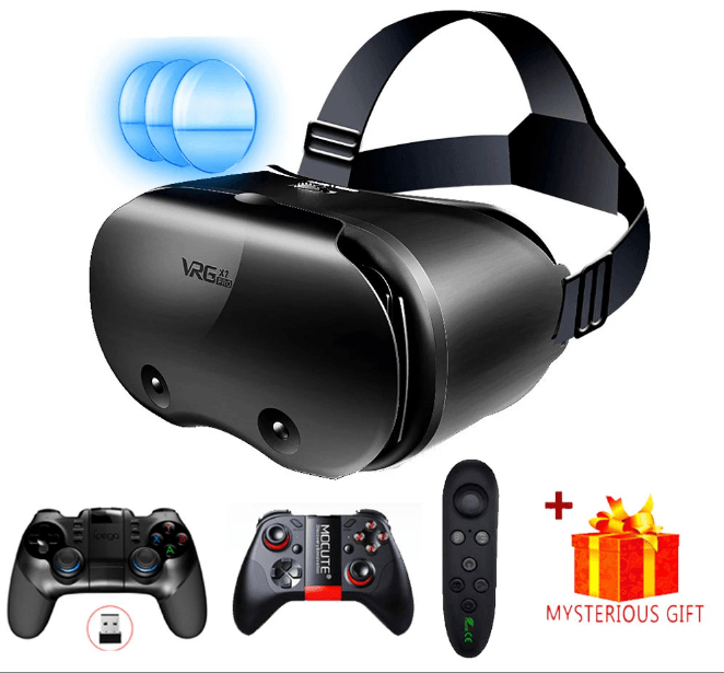 3D Virtual Reality VR Glasses For iPhone Android Smartphone Cell Mobile Phone Helmet Headset Wirth Real With Controller Lenses - MarvelouStoree