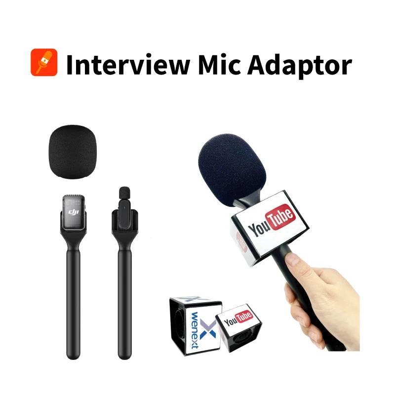 Interview mic adapter Microphone handheld adopter Mic Handle Adoptor cold shoe clip mini clip for DJI MIC 2/Boya Link/MOMA Lark - MarvelouStoree