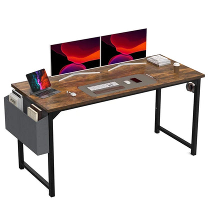 Marveloustoree Computer Desk Writing Study Office Gaming Table Modern Simple Style Compact with Side Bag Headphone Hook Easy Assembly