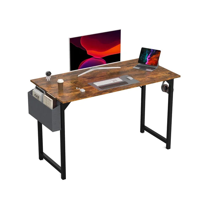 Marveloustoree Computer Desk Writing Study Office Gaming Table Modern Simple Style Compact with Side Bag Headphone Hook Easy Assembly