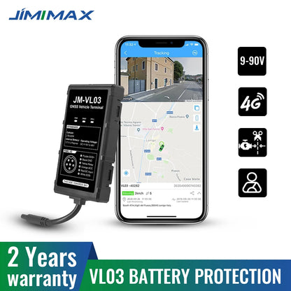 JIMIMX JM-VL03 4G Vehicle Tracker 9-90V GPS For Motorcycle Stop Engine Remote Scooter Tracking Car Against Theft  LTE Locator DC