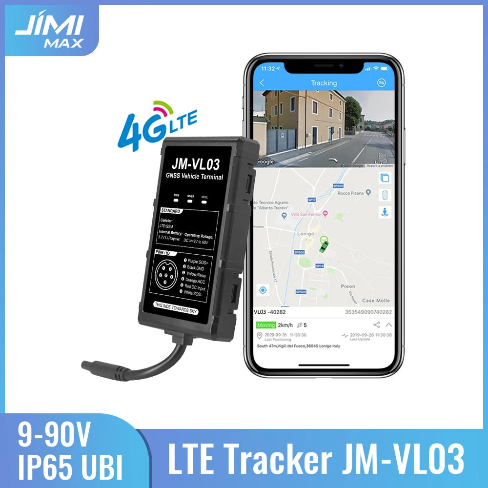 JIMIMX JM-VL03 4G Vehicle Tracker 9-90V GPS For Motorcycle Stop Engine Remote Scooter Tracking Car Against Theft  LTE Locator DC