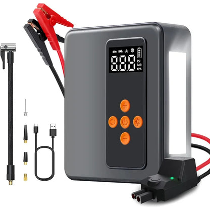 Jump Starter with Air Compressor,8000A 160PSI 32000mAh 12V Car Battery,Tire Inflator(All Gas/16L Diesel),Portable