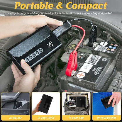 Jump Starter with Air Compressor, Portable Car Jumper 150PSI Digital Tire Inflator,12V Lithium Battery Charger Booster Box with