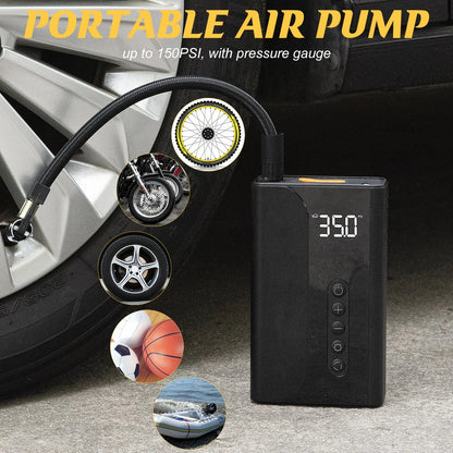 Jump Starter with Air Compressor, Portable Car Jumper 150PSI Digital Tire Inflator,12V Lithium Battery Charger Booster Box with