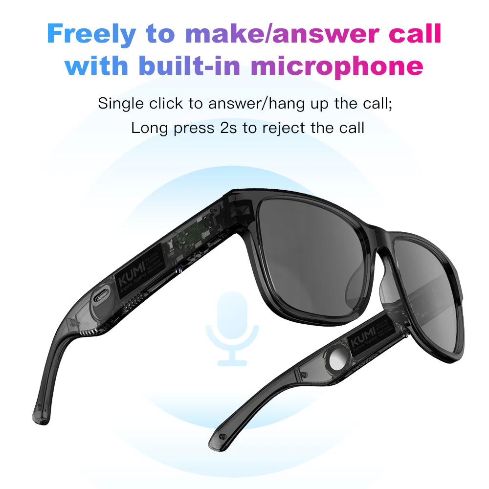 KUMI Meta V1 Smart Glasses Polarized Sunglasses Bluetooth Glasses IPX4 Waterproof Open Ear Headphones Bluetooth Phone Call