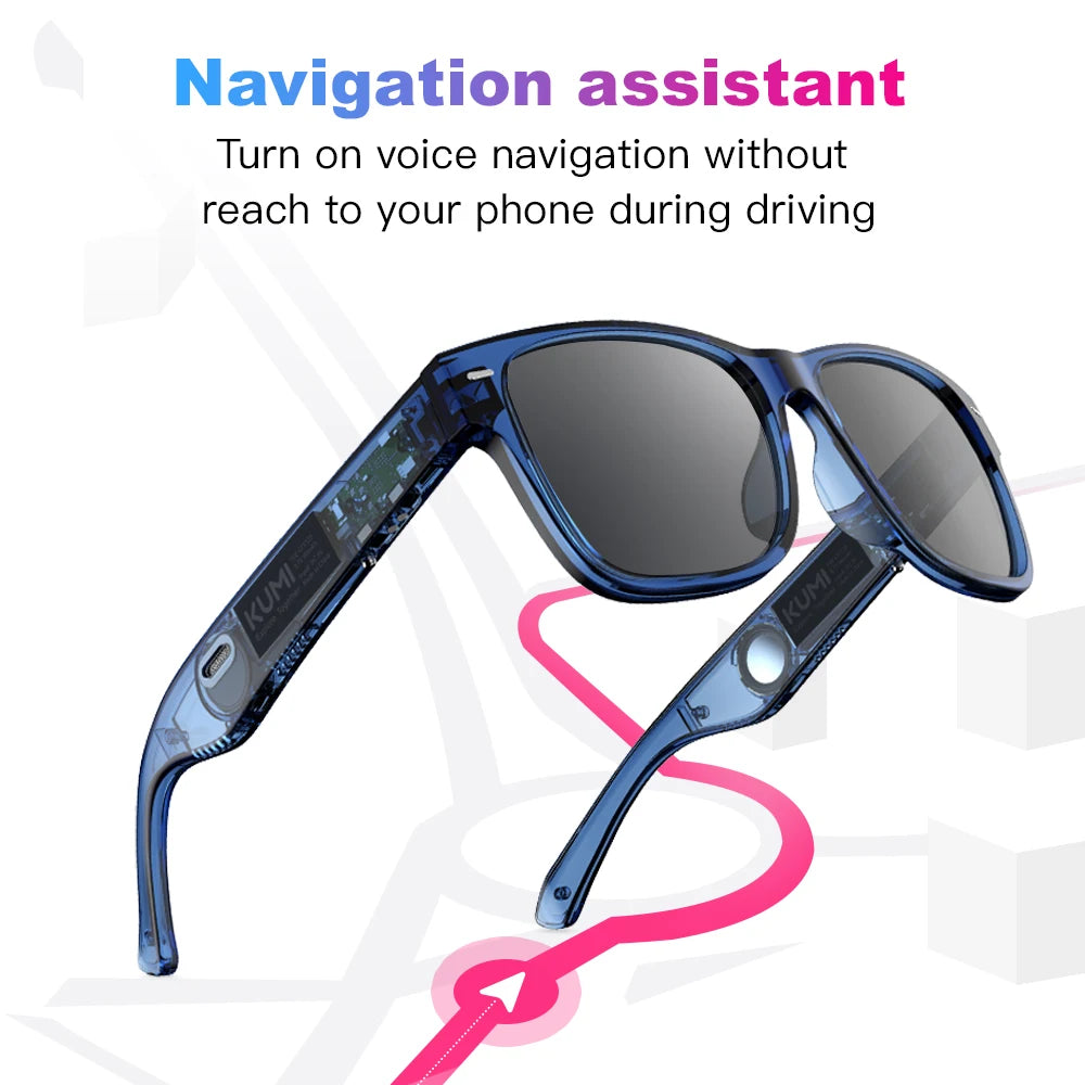 KUMI Meta V1 Smart Glasses Polarized Sunglasses Bluetooth Glasses IPX4 Waterproof Open Ear Headphones Bluetooth Phone Call