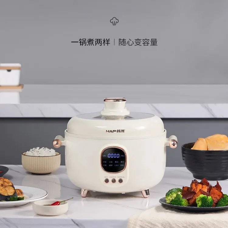 Marveloustoree Smart fast cooker three-grid inner tank electric pressure cooker household rice cooker double-grid multi-functional electric hot pot Yuanya