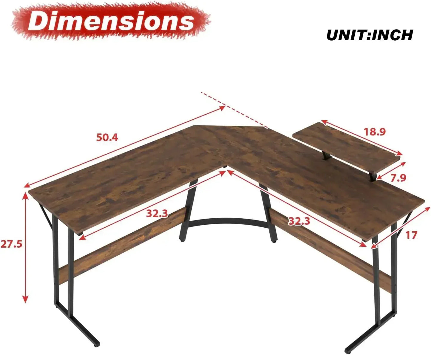 L Shaped Desk Corner Gaming Desk Computer Desk with Large Desktop Studying and Working  for Home and Work Place