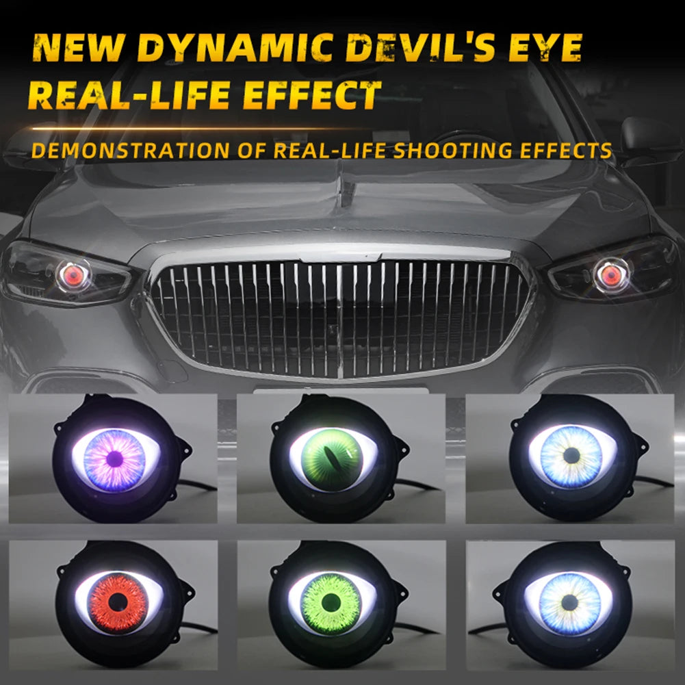 Marveloustoree LED Dynamic Car Headlights 12-36V Car Demon Eye Headlight Remote Control Car Devil Eyes Headlight Retrofit Kit Auto Accessories