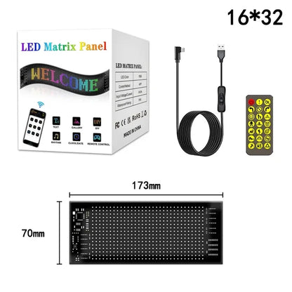 Marveloustoree LED Matrix Pixel Panel, Scrolling Bright Advertising LED Signs, Flexible USB 5V LED Car Sign Bluetooth App Control