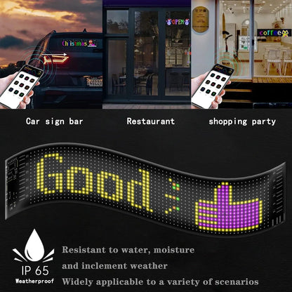 Marveloustoree LED Matrix Pixel Panel, Scrolling Bright Advertising LED Signs, Flexible USB 5V LED Car Sign Bluetooth App Control