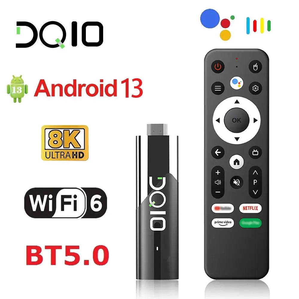 LEMFO DQ10 ATV Mini TV Stick Android13 Support 8K Video 4K Wifi6 Allwinner H618 Quad Core Cortex A53 Voice Remote Smart TV Box - MarvelouStoree