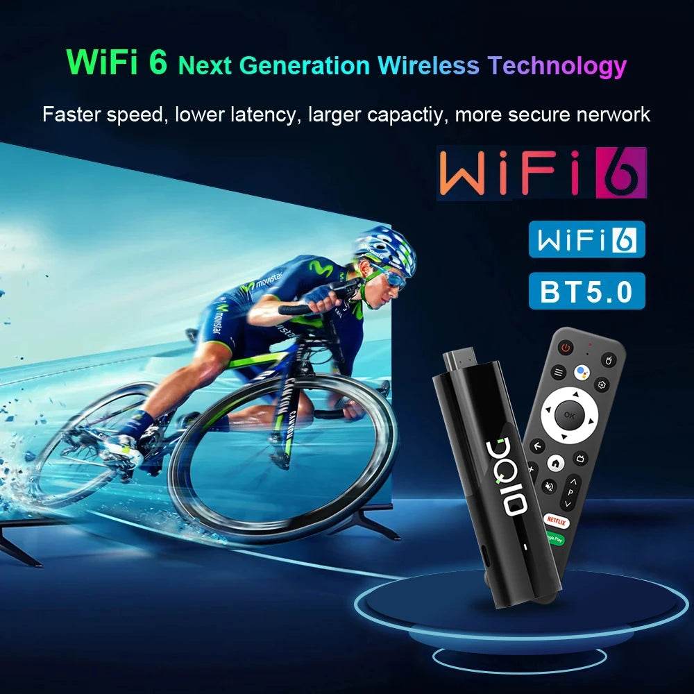 LEMFO DQ10 ATV Mini TV Stick Android13 Support 8K Video 4K Wifi6 Allwinner H618 Quad Core Cortex A53 Voice Remote Smart TV Box - MarvelouStoree