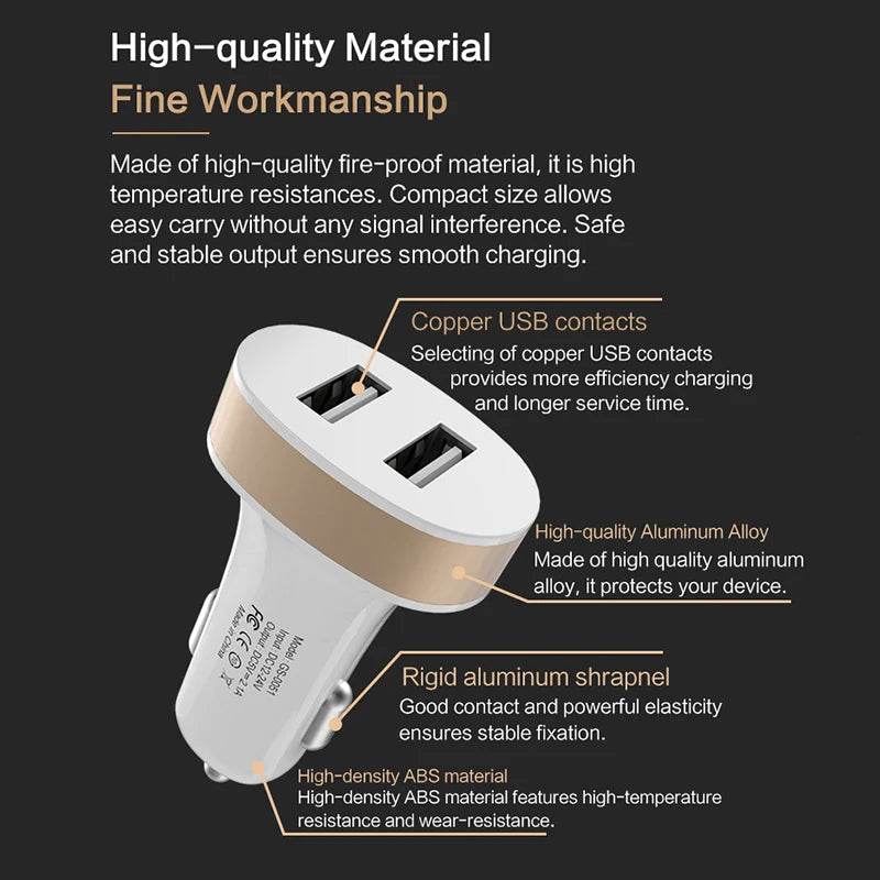 USB Car Charger For Phone 5V 2.1 A Mobile Phone Charger For iPhone Fast USB Charger Adapter - MarvelouStoree