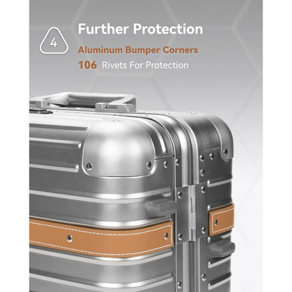 LUGGEX All Aluminum Carry On Luggage with USB Port - Hard Shell Zipperless Luggage with Wheels - Retro Meets Tech Travel