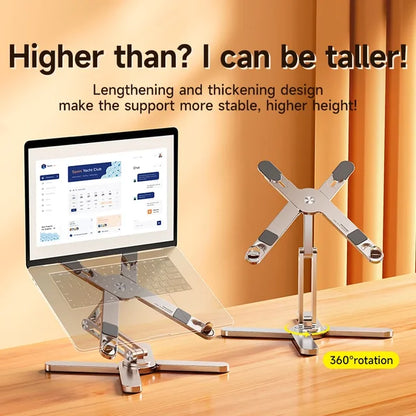 Marveloustoree Laptop Stand with 360 Rotating Base, Computer Notebook Laptop Riser Metal Holder for Desk Collaborative Work, Fits All MacBook