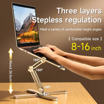 Marveloustoree Laptop Stand with 360 Rotating Base, Computer Notebook Laptop Riser Metal Holder for Desk Collaborative Work, Fits All MacBook