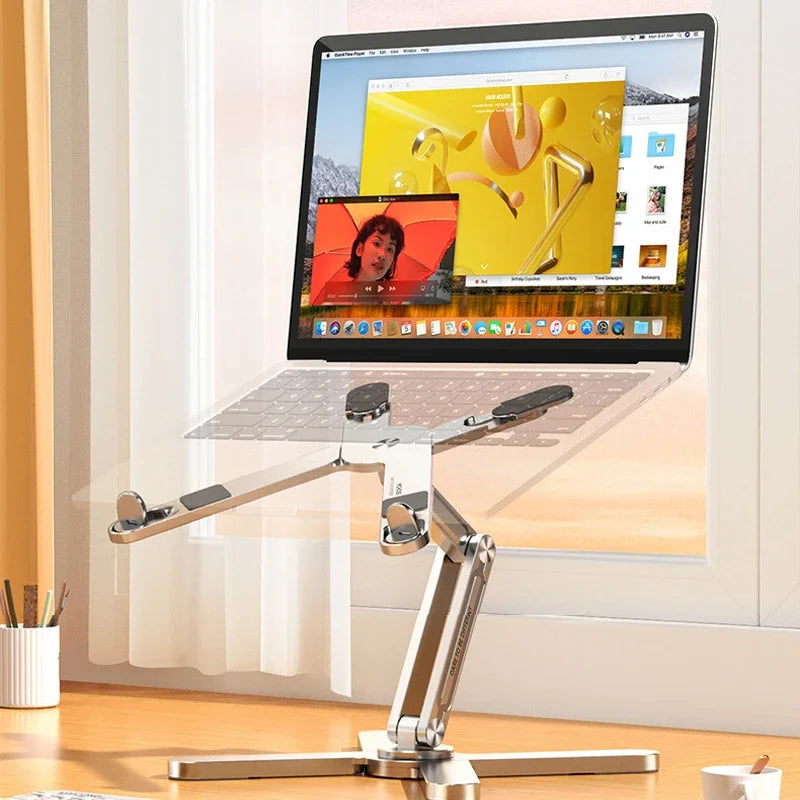 Marveloustoree Laptop Stand with 360 Rotating Base, Computer Notebook Laptop Riser Metal Holder for Desk Collaborative Work, Fits All MacBook