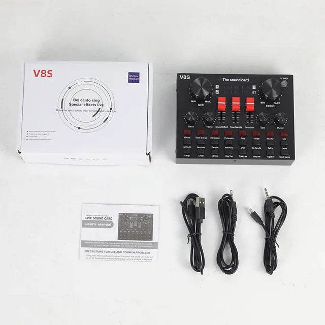 Likheung V8S+800 Audio Mixer with Voice changer,Podcast Mixer,Sound Card for Phone Gaming Karaoke Studio Live Streaming Podcast - MarvelouStoree