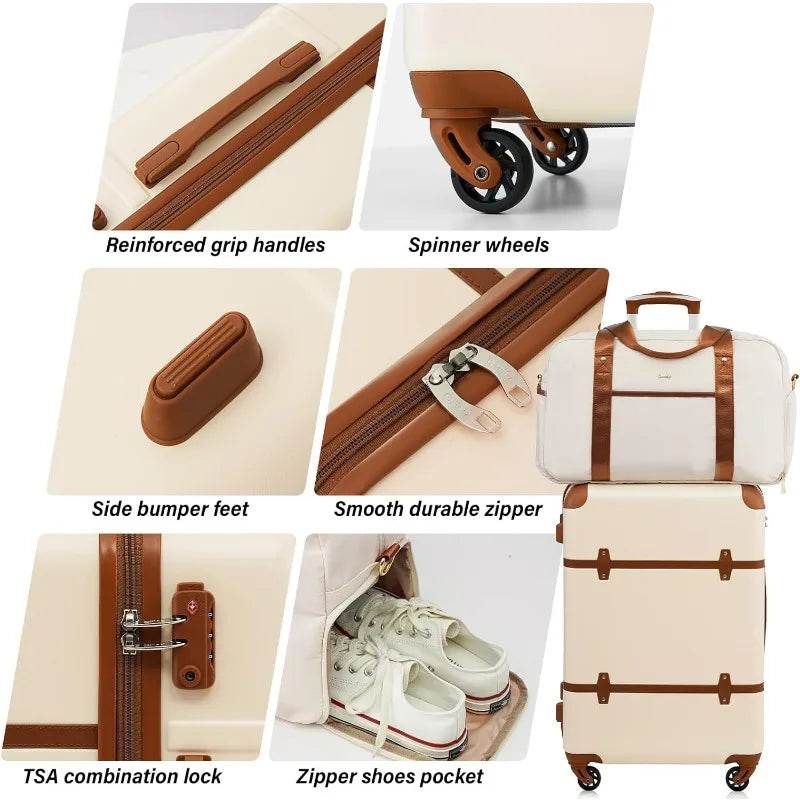 Luggage Set 3 Piece Suitcase Set Carry On Luggage PC Hardside Luggage TSA Lock Spinner Wheels Telescopic Handle - MarvelouStoree