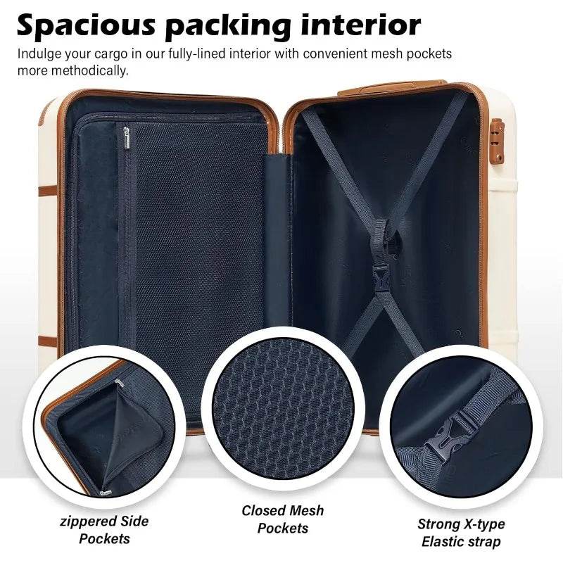 Luggage Set 3 Piece Suitcase Set Carry On Luggage PC Hardside Luggage TSA Lock Spinner Wheels Telescopic Handle - MarvelouStoree