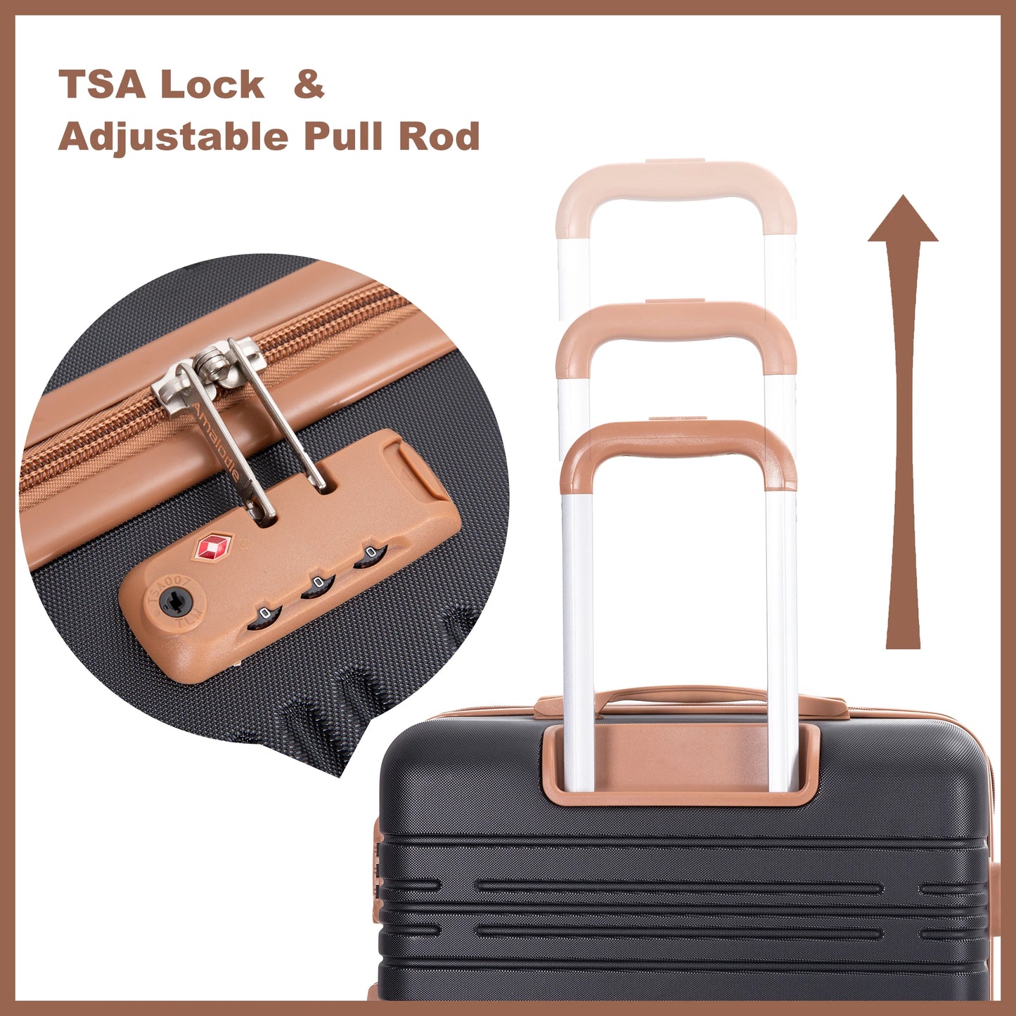 Luggage Sets 5 Piece Suitcases with Double Spinner Wheel,Suitcase Set ABS Hard Case Luggage with TSA Lock,Travel Duffle Bag