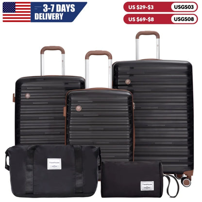 Marveloustoree Luggage Sets 5 Piece,Suitcases with Double Spinner Wheels and TSA Lock,Hardcase 3 set Luggage with Travel Duffle Bag