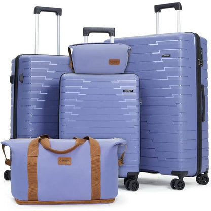 Luggage Sets 5 Piece, Suitcases with Wheels, PP Hard Case Luggage with Upgraded Shock-absorbing Spinner Wheel&TSA Lock - MarvelouStoree