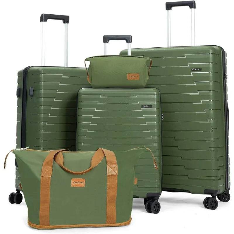 Luggage Sets 5 Piece, Suitcases with Wheels, PP Hard Case Luggage with Upgraded Shock-absorbing Spinner Wheel&TSA Lock - MarvelouStoree