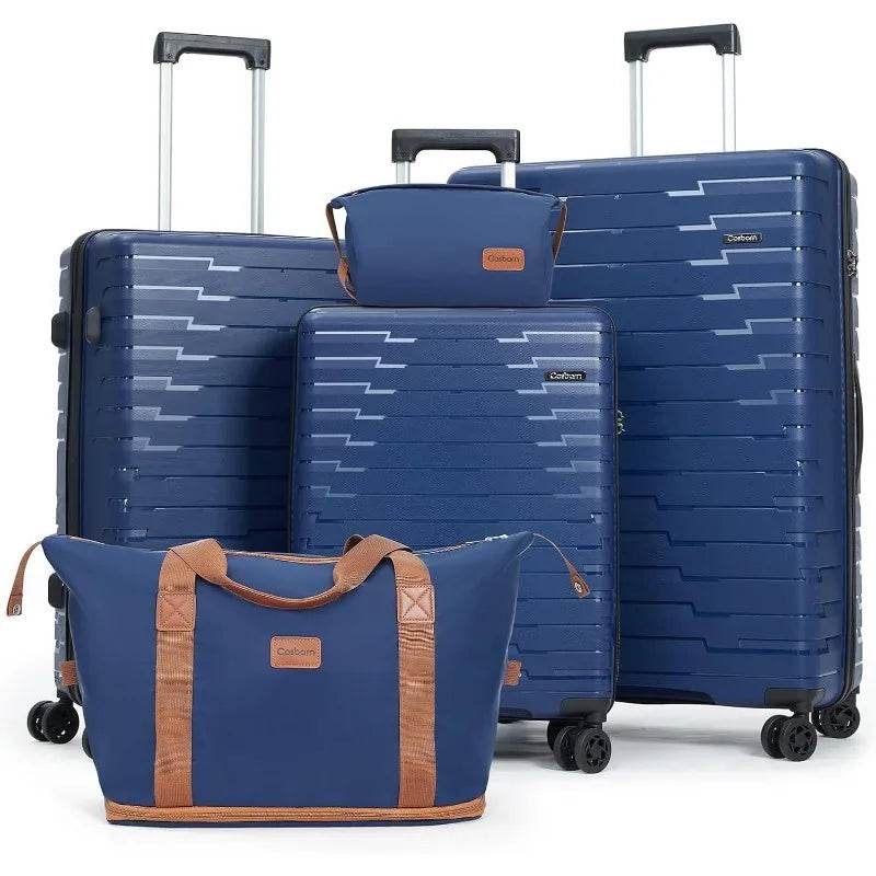 Luggage Sets 5 Piece, Suitcases with Wheels, PP Hard Case Luggage with Upgraded Shock-absorbing Spinner Wheel&TSA Lock - MarvelouStoree