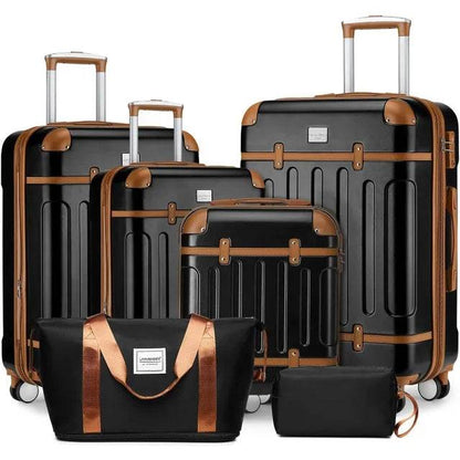 Luggage Sets 6 Piece, Expandable Luggage Set Clearance for Women, Suitcases with Wheels, Hardside Hard Shell Travel Luggage - MarvelouStoree