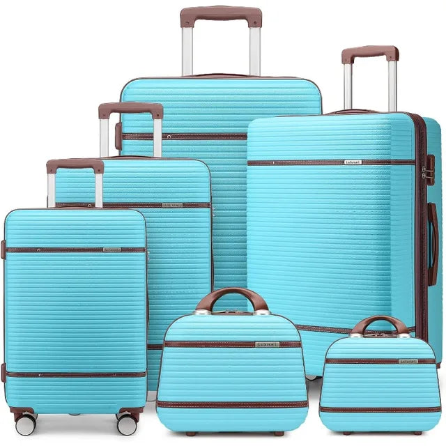 Luggage Sets 6 Piece with two Cosmetic Case, Expandable(Only 28 & 24") Hardside Luggage with 360° Spinner Wheels,Durable Luggage