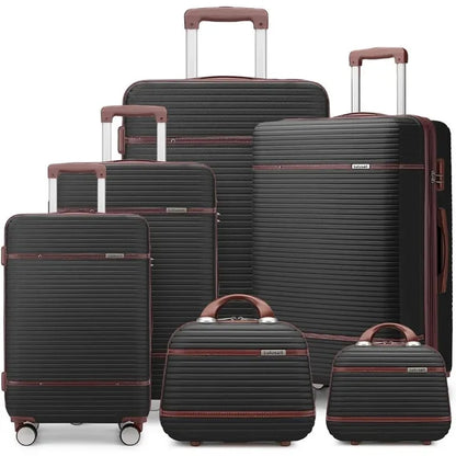 Luggage Sets 6 Piece with two Cosmetic Case, Expandable(Only 28 & 24") Hardside Luggage with 360° Spinner Wheels,Durable Luggage