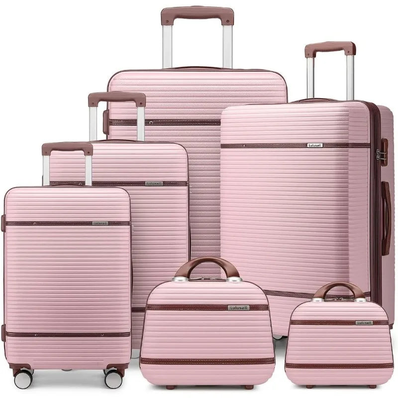 Luggage Sets 6 Piece with two Cosmetic Case, Expandable(Only 28 & 24") Hardside Luggage with 360° Spinner Wheels,Durable Luggage