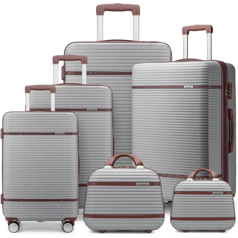 Luggage Sets 6 Piece with two Cosmetic Case, Expandable(Only 28 & 24") Hardside Luggage with 360° Spinner Wheels,Durable Luggage