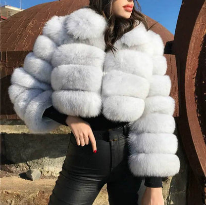 Genuine Faux Fur Jackets With Fur Collar Overcoats - MarvelouStoree