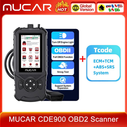 MUCAR CDE900 PRO OBD2 Scanner Diagnostic Scan Tool All System OBDII Car Code Reader for Vehicle 32G Free Update Diagnostic Tools